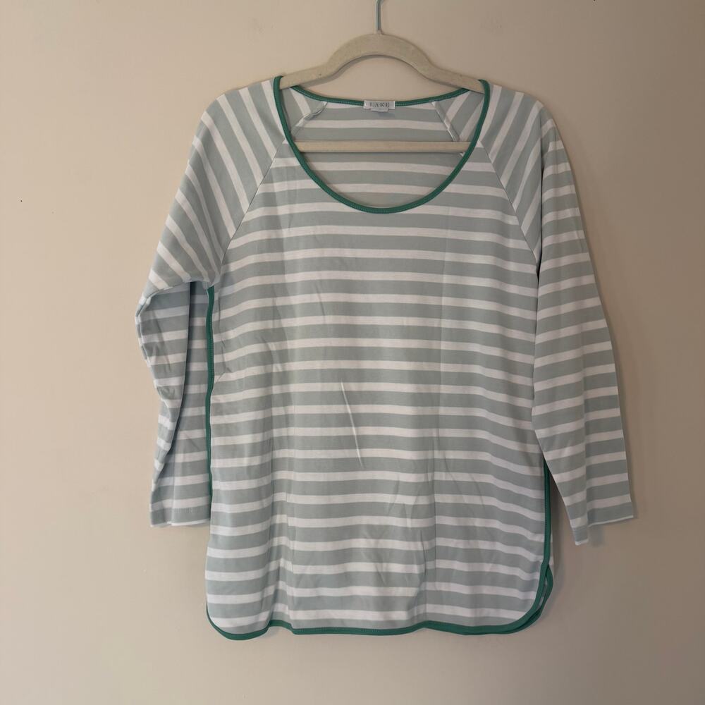Lake Striped Pajama Set Long Sleeve Top and Pants 100% Pima Cotton Size Medium - Picture 9 of 13